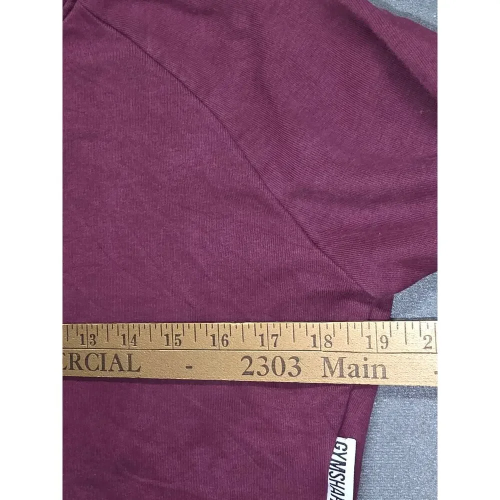 Gymshark Womens Cropped Hoodie Sweatshirt Pullover Training Drawcord Burgundy XS